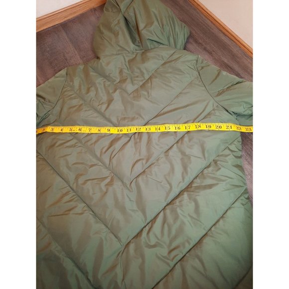 Ladies Woolrich long Women's Size medium green puffer Hooded Jacket - Picture 9 of 9